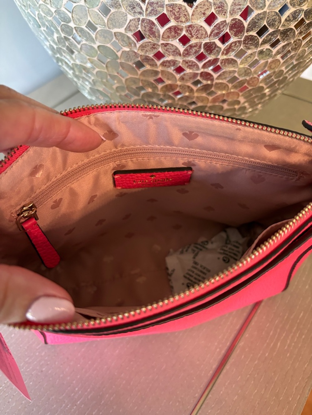 kate spade Hot Pink Pebbled Leather Crossbody with Front Pocket - Picture 5 of 6